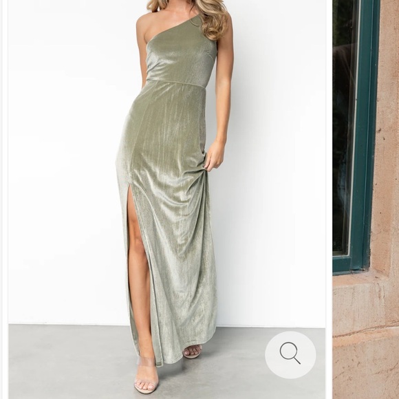 Tatiana Velvet One Shoulder Maxi Dress in Sage - Picture 3 of 4